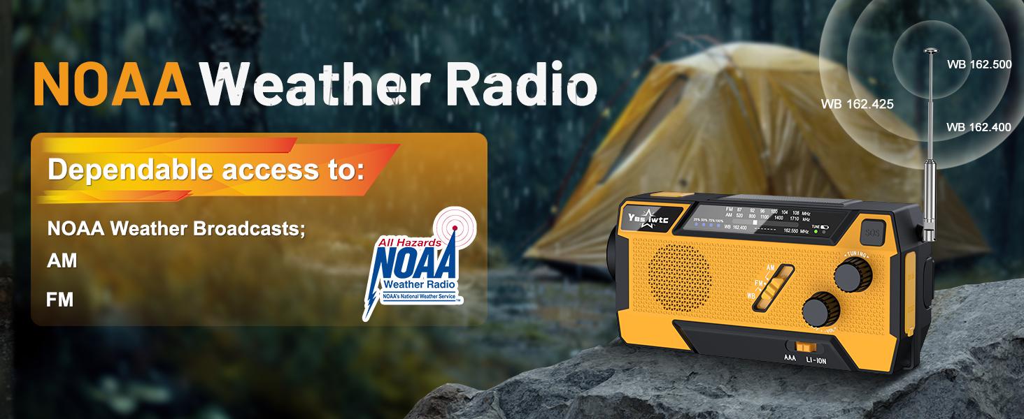 3 in 1 Charging Cable Hand Crank Emergency Radio，NOAA Weather Radio 7400mWh，Portable Solar power ，AM/FM for Winter Storm Hurricane Survival Gear Chargeable Orange so alarm crank radio outage winter storm