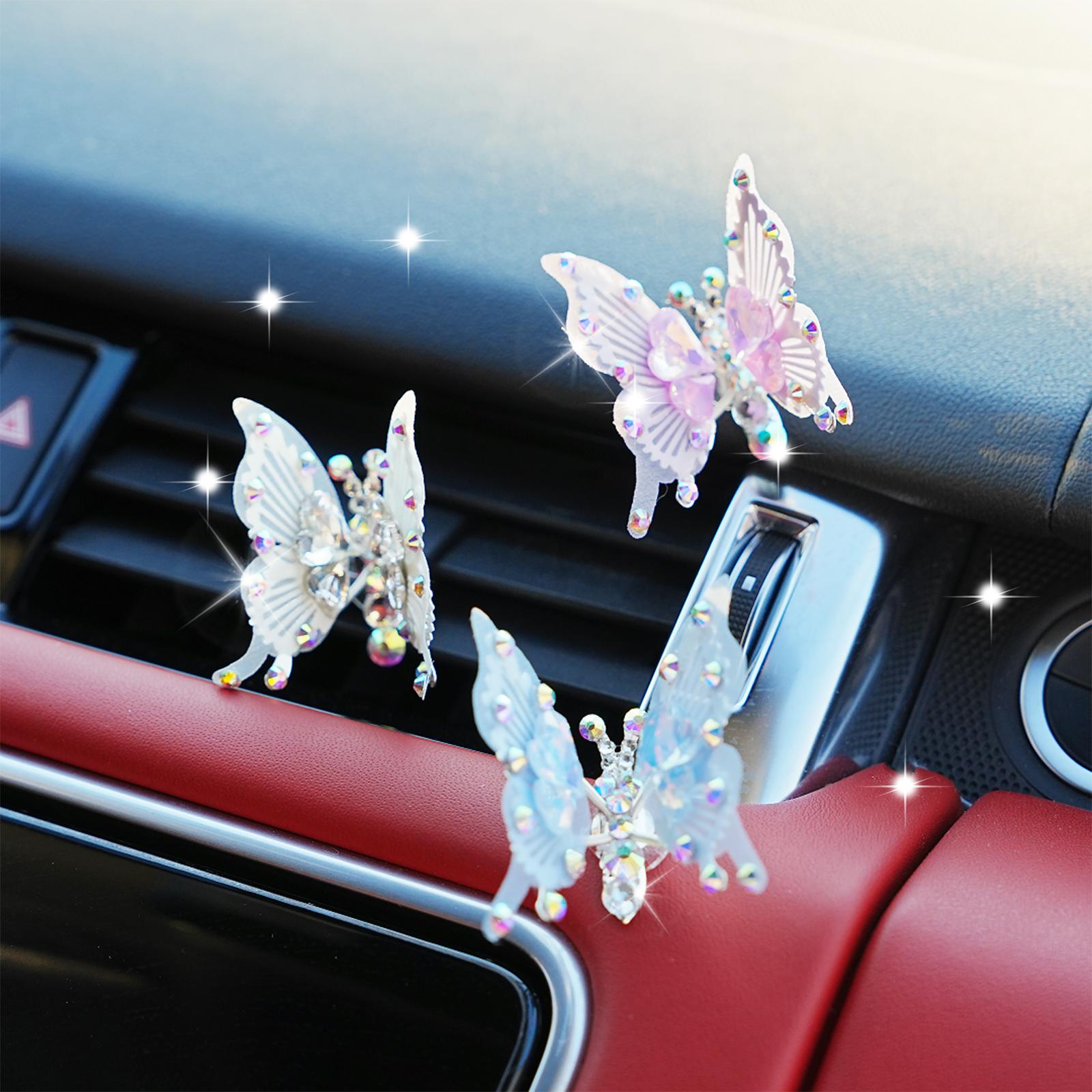 4pcs Flying butterfly decor Car accessories Home decor Wall stickers Pink butterfly Moving butterfly Purple car accessories Room decor Car ornament Car charm Car jewelry Butterfly jewelry for women Girls bedroom Decor pink room decor