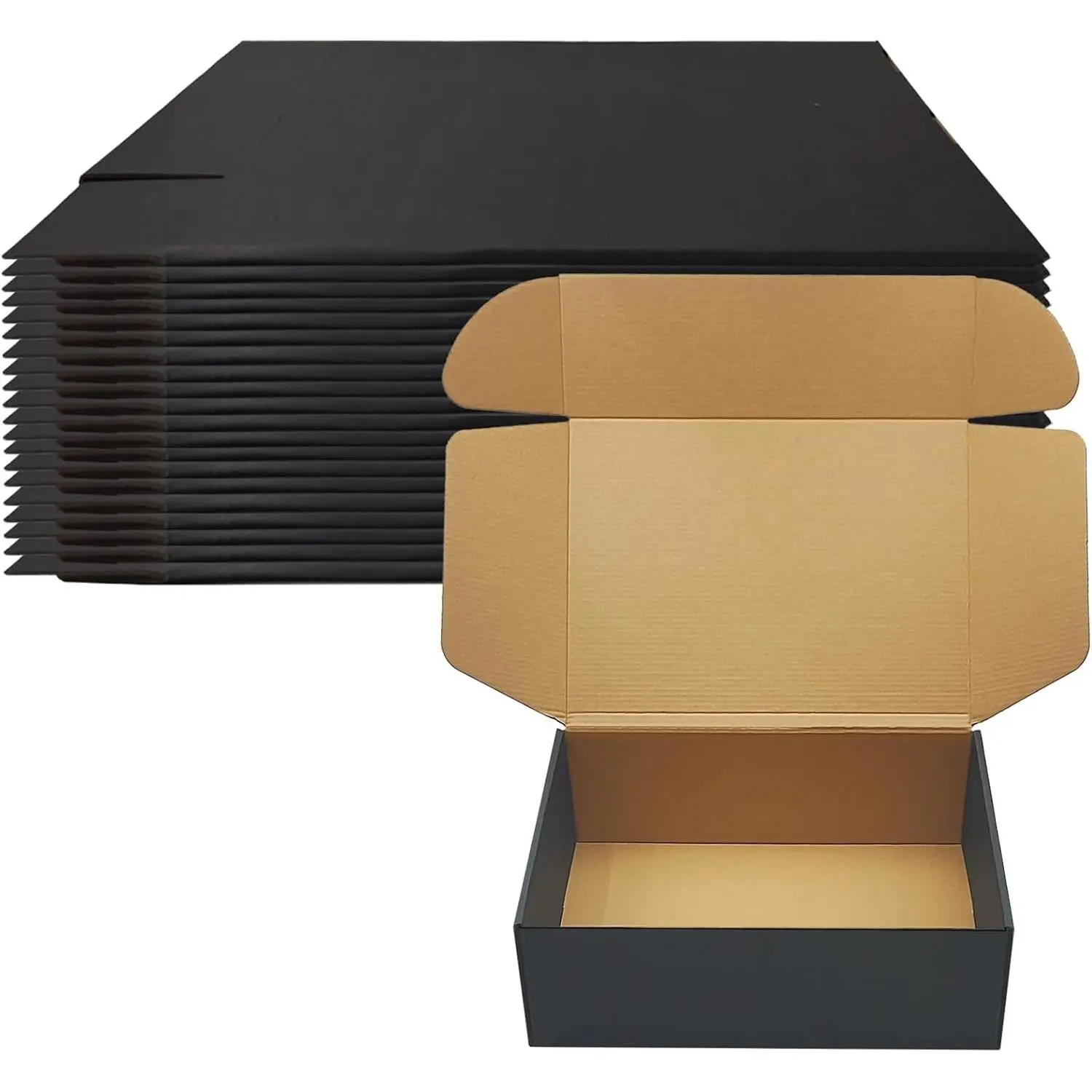 13x9x4 Inch Black Corrugated Cardboard Shipping Boxes, Set of 20, Mailer Box for Packaging Mailing Storage