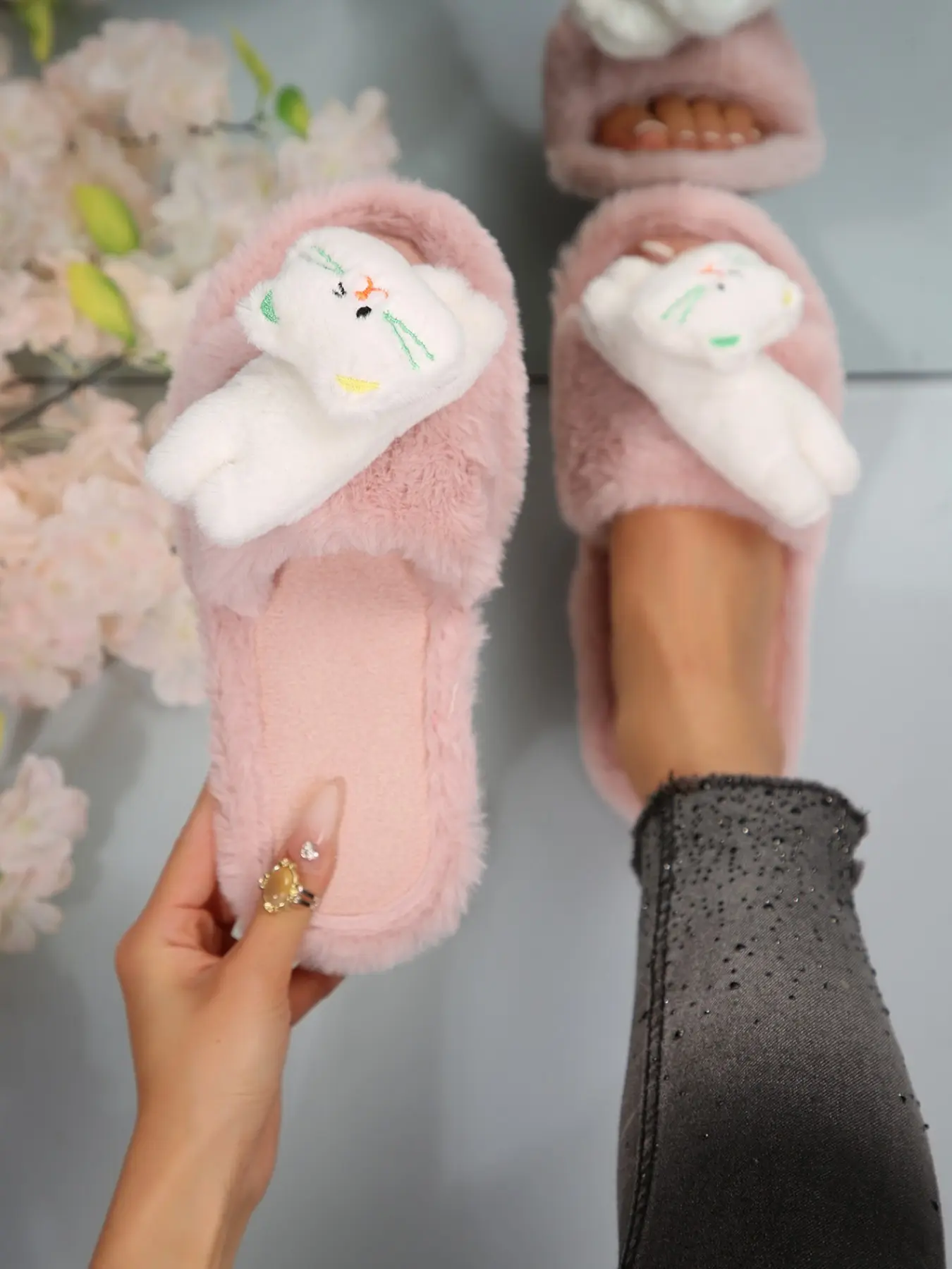 Women's Plaid Casual Cartoon Elephant Slippers, Soft Thick Velvet Upper, Elephant Decoration, Comfortable Indoor Shoes