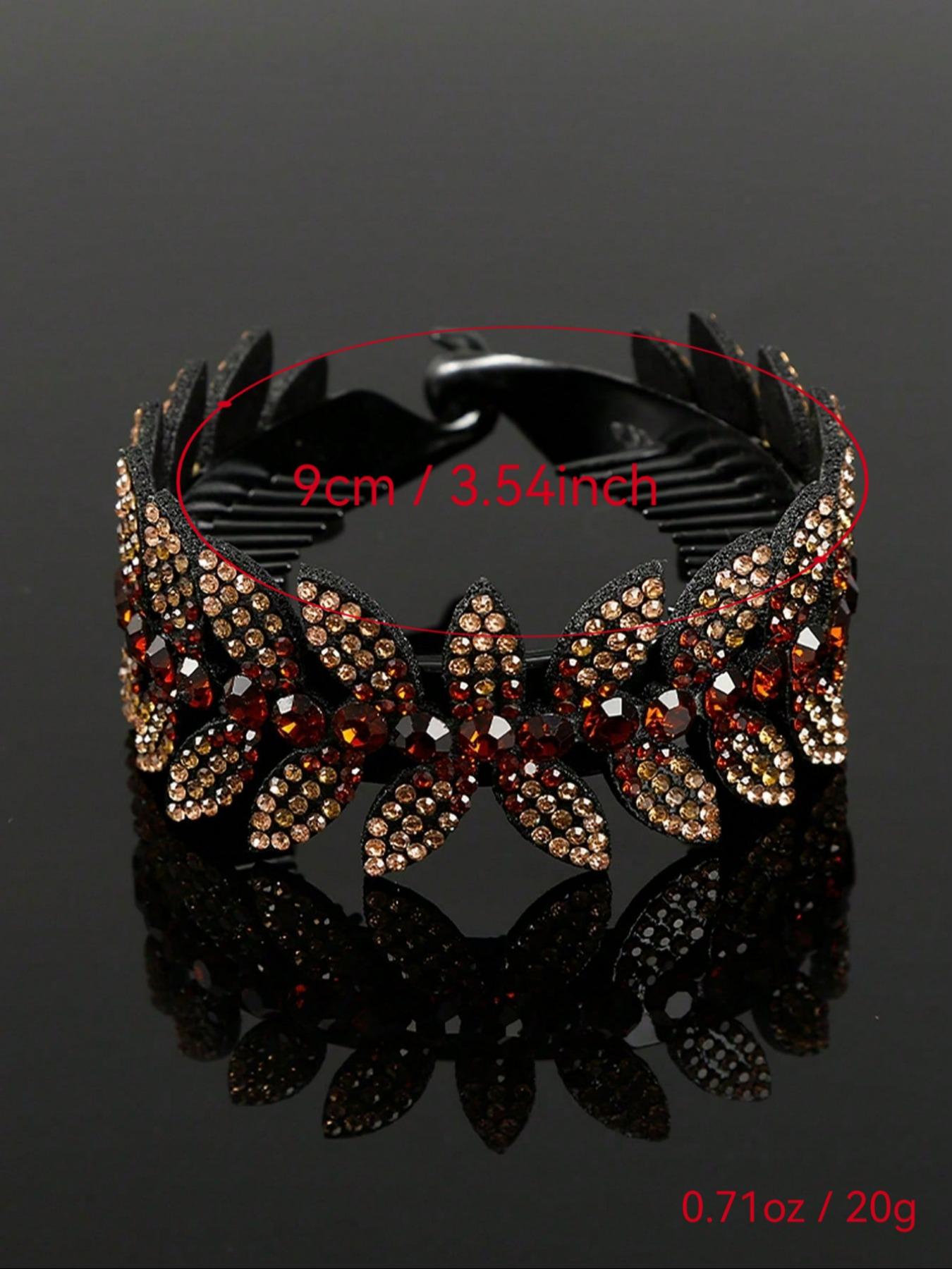 Women Hair Claw Clip with Rhinestone Flower Design, Random Color Crystal, Stylish Updo Hair Accessory for Daily Wear, Wedding & Special Occasions