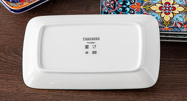 vancasso Simi Serving Platters & Plates Set – 3 Piece Rectangular Trays or 6 Piece Dinner Plates, Bohemian Ceramic Dish Set for Entertaining, Microwave & Dishwasher Safe Porcelain Dinnerware