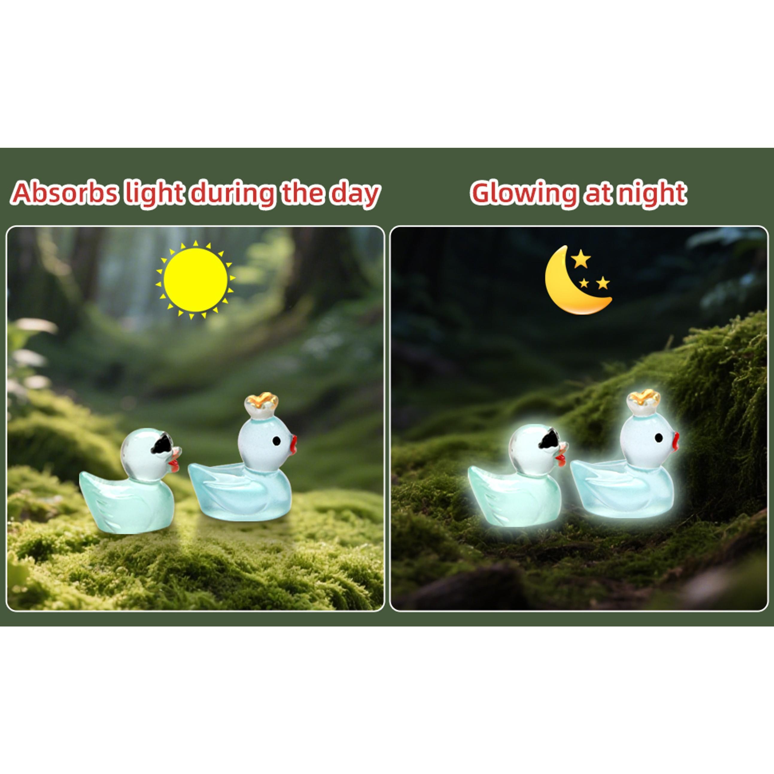 25pcs Mini Ducks Fairy Garden Accessories, 12pcs Glitter & 13pcs Luminous Duck Mini Resin Animals Figures for Garden Decor, Landscape Decor, DIY Craft, Succulents & Home Decoration