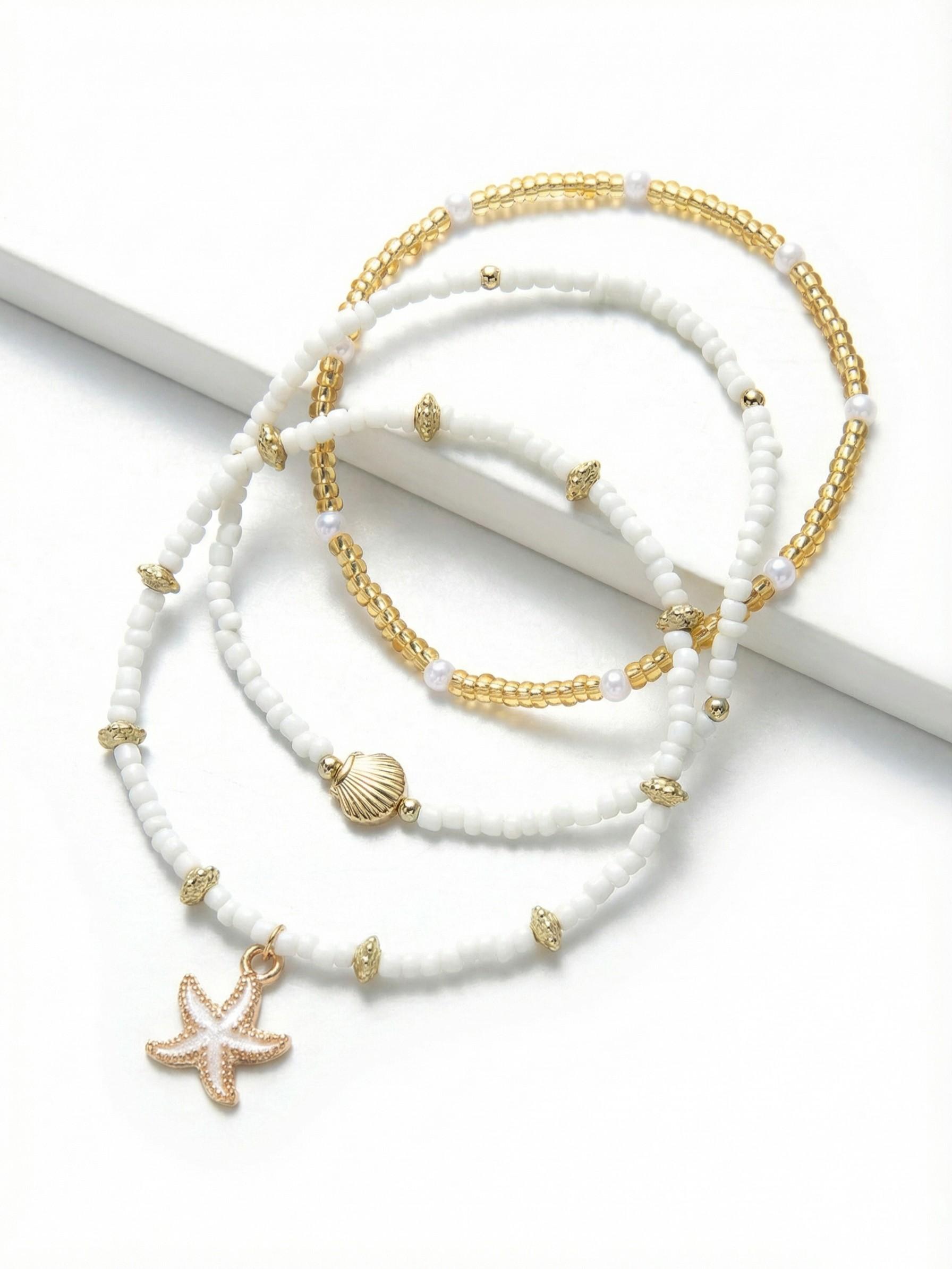 Bohemian Starfish Shell Multi-Layer Beaded Anklet, Perfect for Daily Wear and Beach Vacations, Ideal Gift Choice