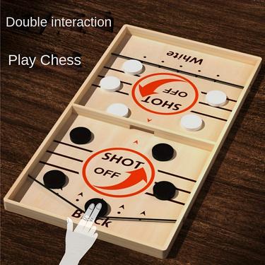 Wooden Tabletop Hockey Game Set, Fast-Paced Indoor Outdoor Ice Hockey Board Game, Family Fun Game, Ideal Gift for Christmas Halloween Birthdays, Strategy Board Games, Board Games Night, Board Game Prop
