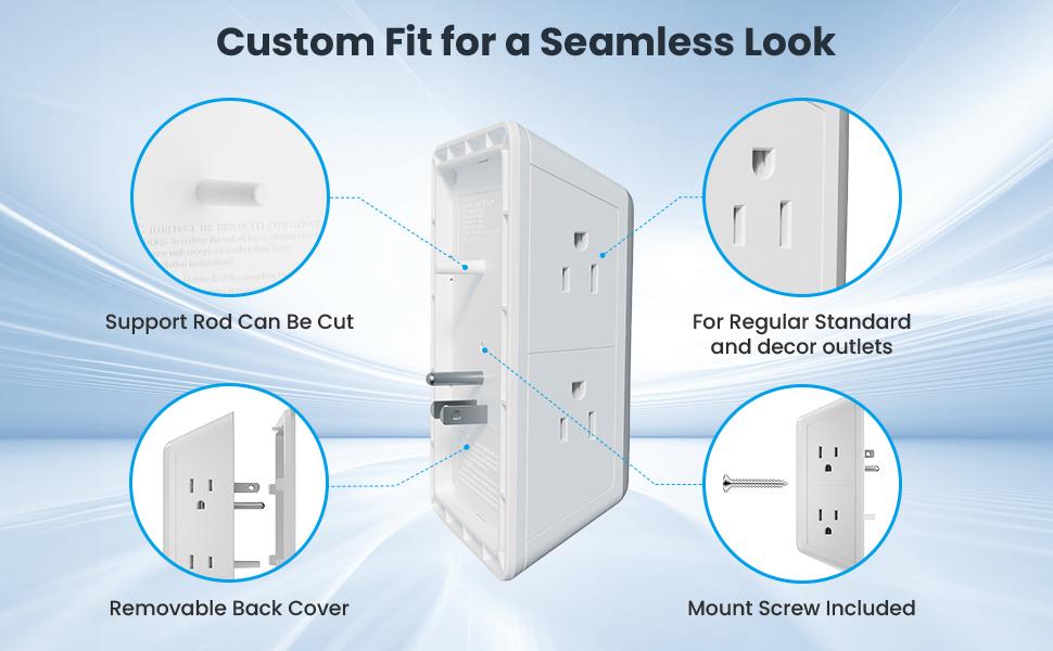 Multi Plug Outlet Surge Protector - POWSAF 5 Outlet Extender with 4 USB Ports(2 USB-C Fast Ports) and Night Light, 3-Sided Power Strip with Adapter Spaced Outlets - ETL Multiple Sockets