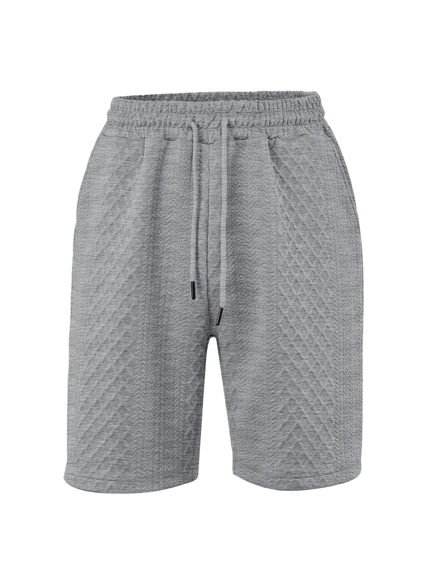 Men's Fashion Jacquard Gym Shorts, Casual Tie Waist Elastic Waist, Breathable with Pockets, Summer Beach Shorts