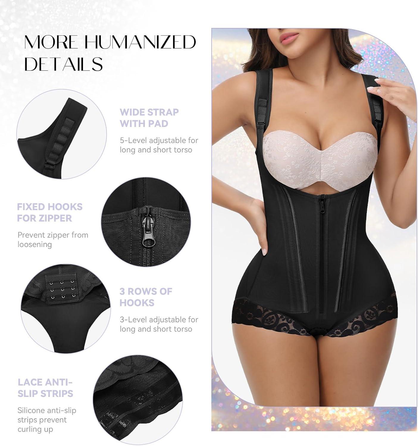 SHAPESHE 2-Layer Corset Shapewear for Women Tummy Control Butt Lifter Thong Garment