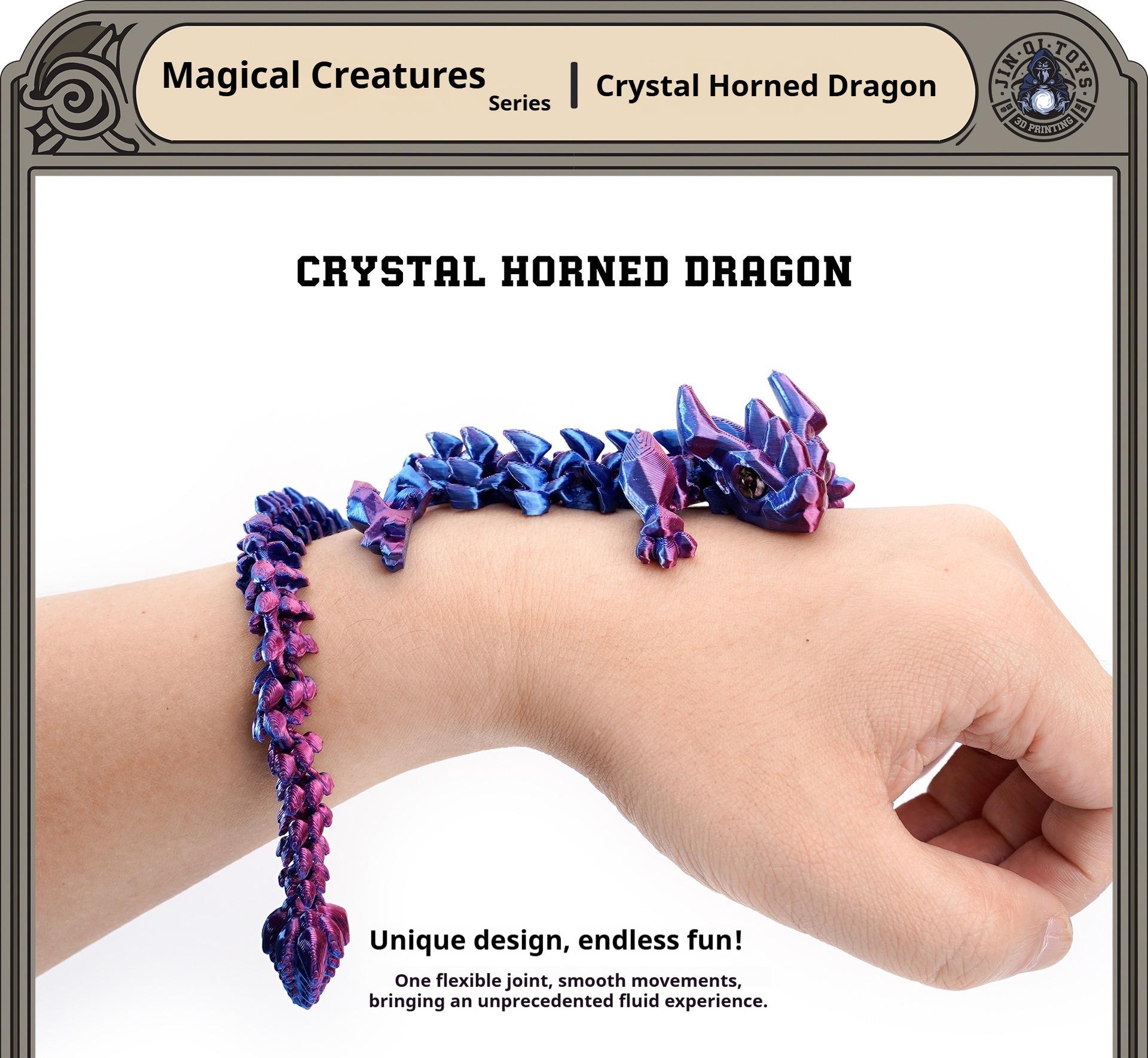 3D Printed Jointed Crystal Dragon Figurine, New Collectible Hand Model Set, Decorative Mythical Creature Ornament