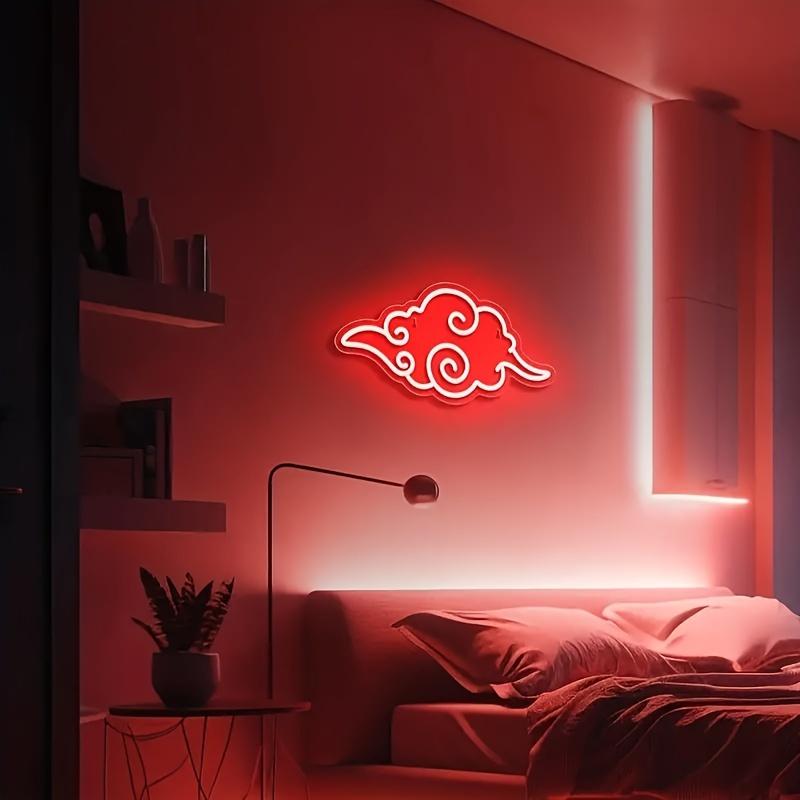 1pc Anime Cloud Neon Light Sign - USB- Wall-Mounted LED with Switch Control, Anime Ceiling/Wall Decoration Suitable for, Bedroom, Dorm,, Office - Ideal Birthday/Christmas/New Year Gift, Christmas Decor