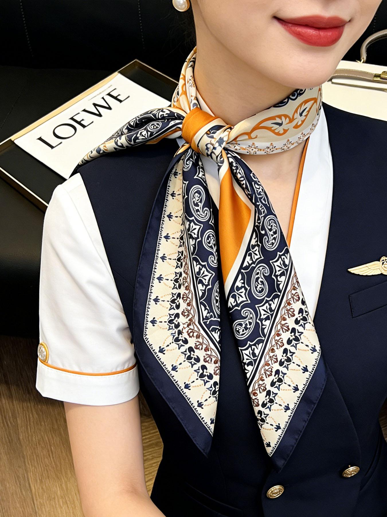 Summer Headscarf 70x70 Scarf Hairband Bowknot Autumn Fashion Winter Versatile Square Towel Printed Ultra-Thin Breathable Sun Protection