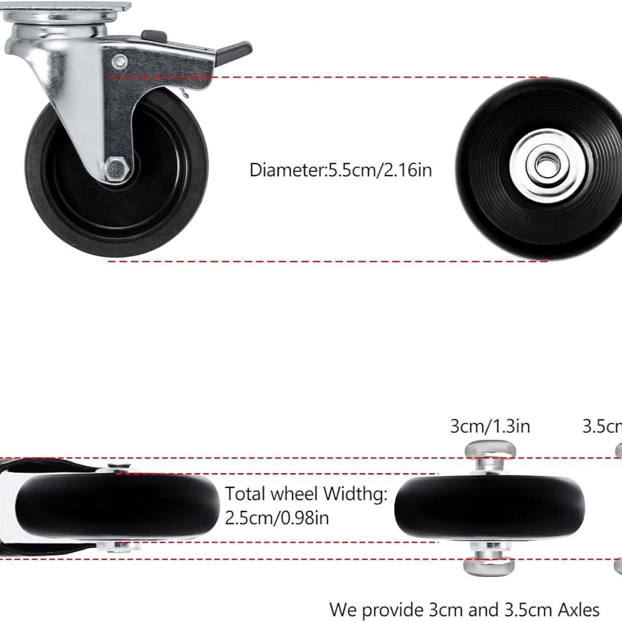 4Pcs Luggage Replacement Wheels, Double Travel Luggage Caster Wheels, Rubber Swivel Wheels with Bearing Repair Kit