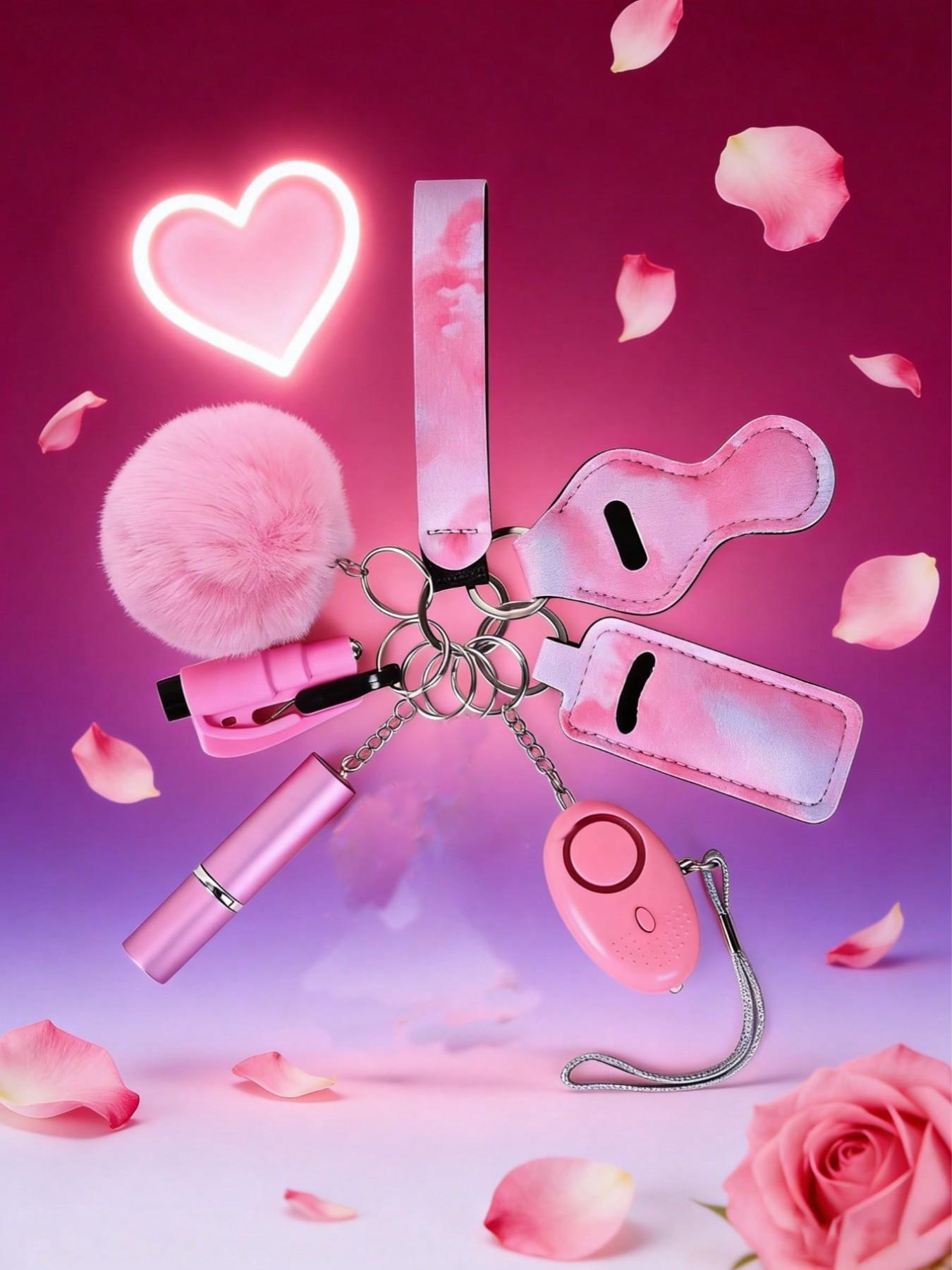 Women's Multifunctional Self-Defense Keychain, 7 Practical Features, Includes Window Breaker, Perfume Bottle Holder, Alarm, Best Protection Gift