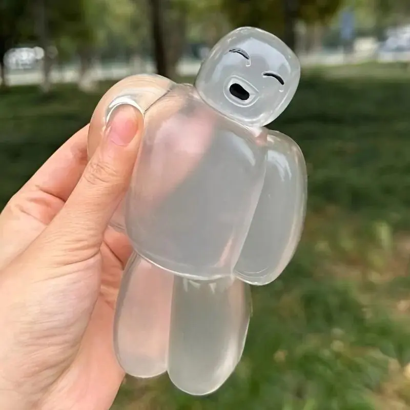 Squishy Transparent  Robot Sticky Toy Funny Super Soft Slow Rebound Water Sense Squeeze Toy Kawaii Stress-relieving Gift