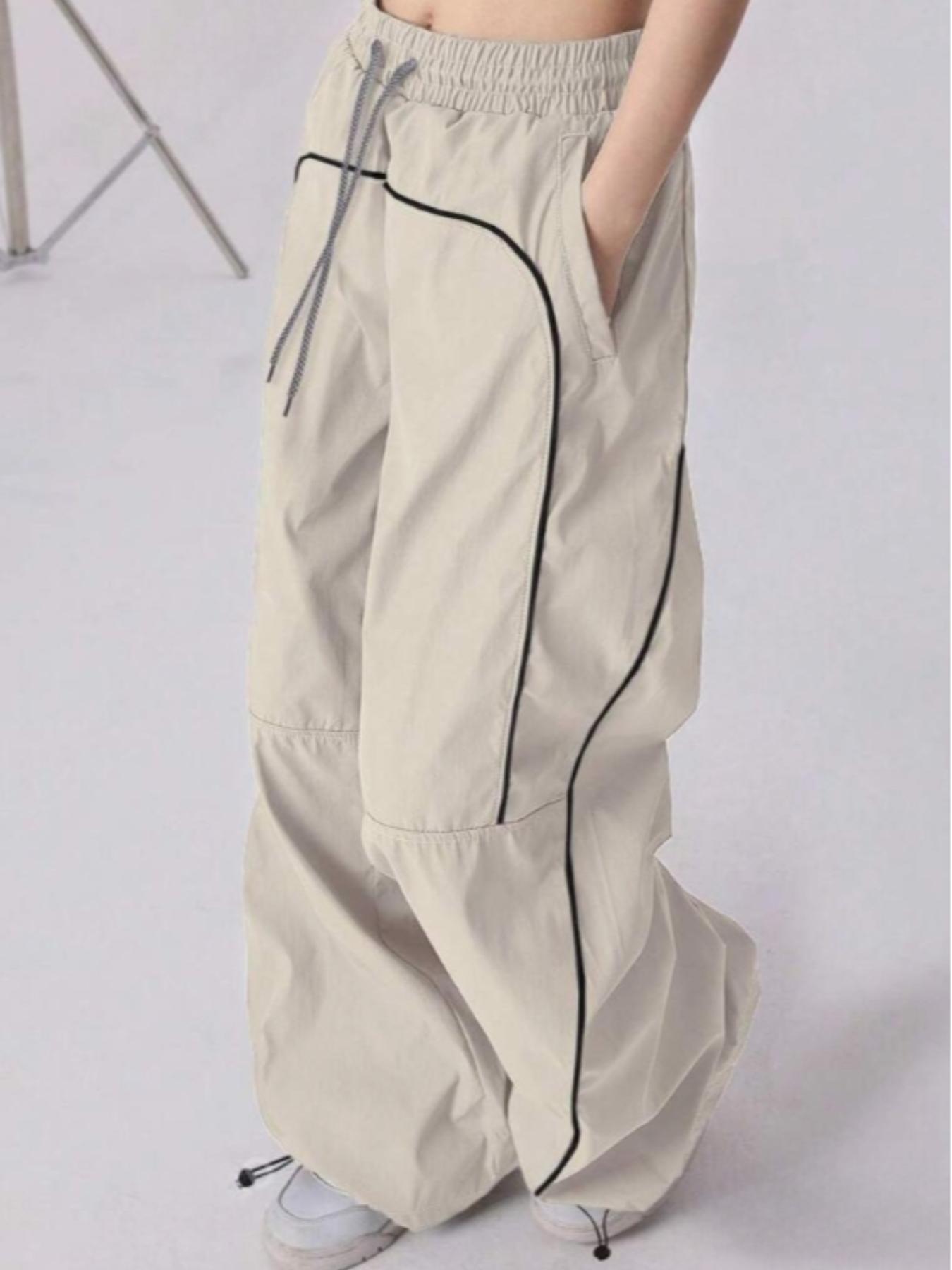 Women's Colorblock Wide Leg Casual Woven Pants, High Waist Cargo Workwear Style, Comfortable & Stylish Design for Daily Wear