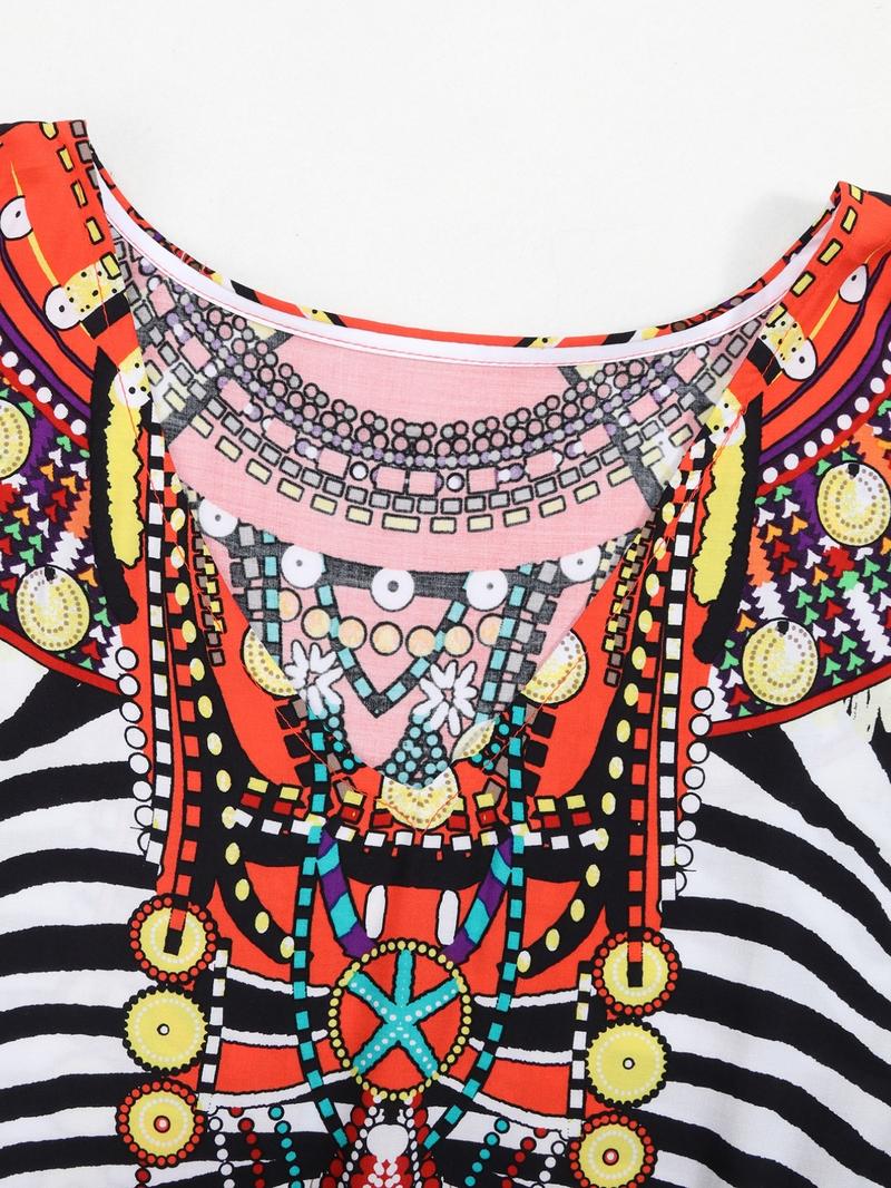 EDOLYNSA kaftans for woman oversized Moo Moo Dress printing Beach Holiday Dress beach wear vacation lounge around cover up party casual outfits muumuu caftan Comfy Homewear versatile Robe Q1469