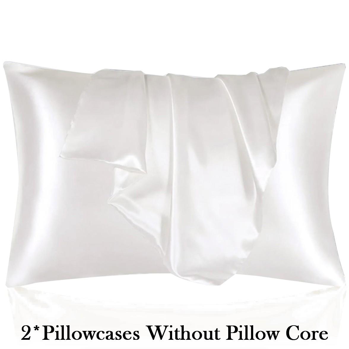 2pcs set of solid color satin pillowcases, no filling included. Soft and comfortable, skin-friendly and breathable. Suitable for bedrooms, dormitories and hotels. Elegant and minimalist design, gentle on hair and skin, an ideal gift choice.