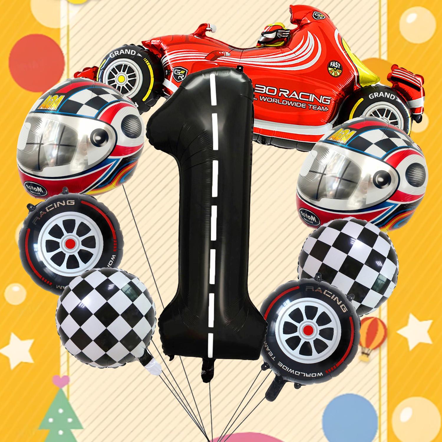 Race Car Theme Foil Balloons, Multi Shape Mixed Color Set, Sports Events, Championship Celebrations, Festival & Party Decor