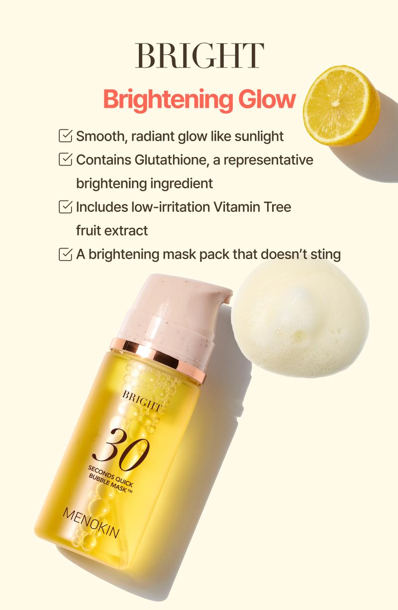 MENOKIN 30 Seconds Quick Bubble Mask Korean Glass Skin Care Essential, 70 Uses, 3.21 fl.oz