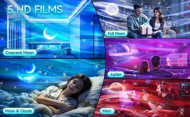 One Fire Northern Lights Projector,16Color Galaxy Projector for Bedroom, 15 White Noise Galaxy Projector, 5Moon Star Projector, Bluetooth  ambient  Light Projector, Remote Timer Star Lights Audio mood lighting aurora living room Night Light Kids