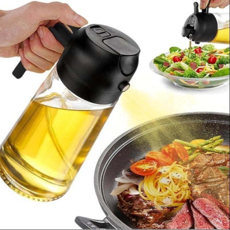16 oz Glass Oil Spray Bottle, Oil Mister Spray Bottle for Cooking, 2-in-1 Olive Oil Sprayer and Kitchen Cooking Oil Dispenser, Glass Oil Bottle for Kitchen with 470 mL Aroma Mist Spray-and-Pour Design, Home Use Kitchenware, Kitchen Gadgets #GLOBAL PICKS
