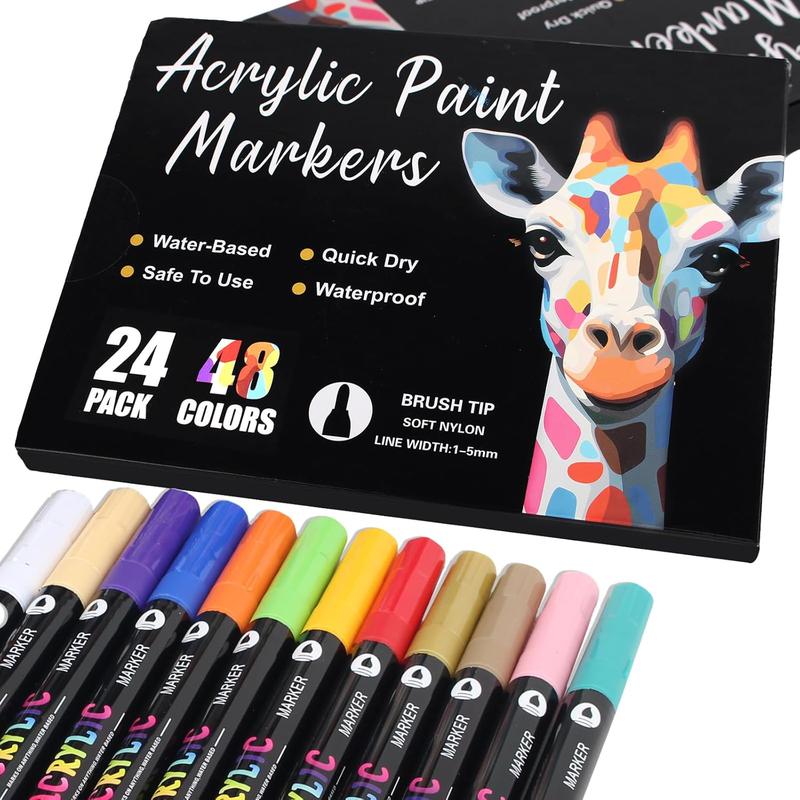 Acrylic Paint Markers Set for Art Painting, Ceramic Glass Canvas Mugs Wood Easter Eggs Christmas DIY Crafts Supplies, Paint Pens Markers, Acrylic Drawing Markers