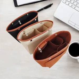 Large Capacity Felt Lined Cosmetic Bag, Portable Travel Makeup Organizer Pouch with Multiple Compartments, Available in, Blue, Charcoal, Cream