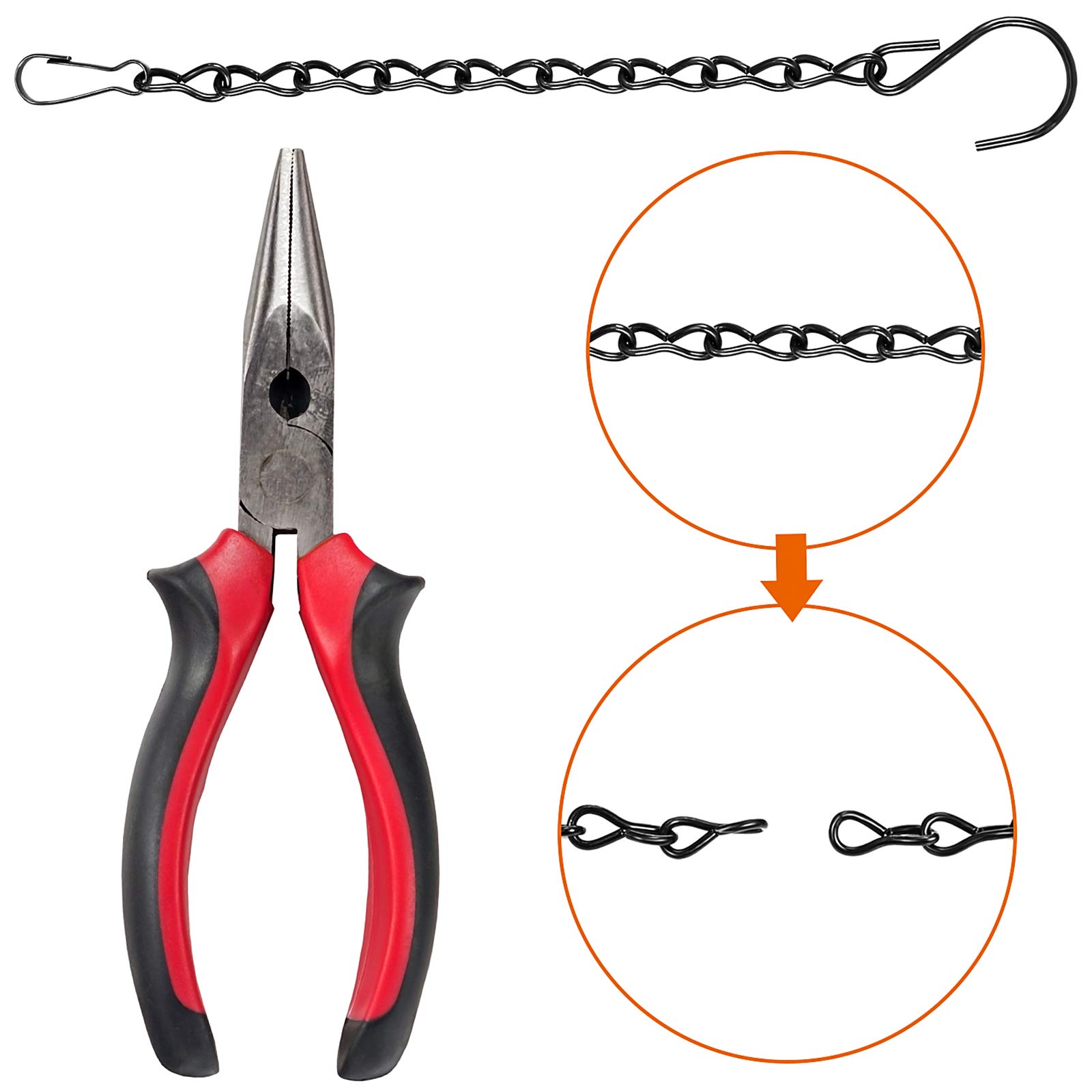 3-Piece Hanging Basket Chain Hooks, Replacement Chains for DIY Bird Feeder Pots Lanterns Decorative Iron Chains