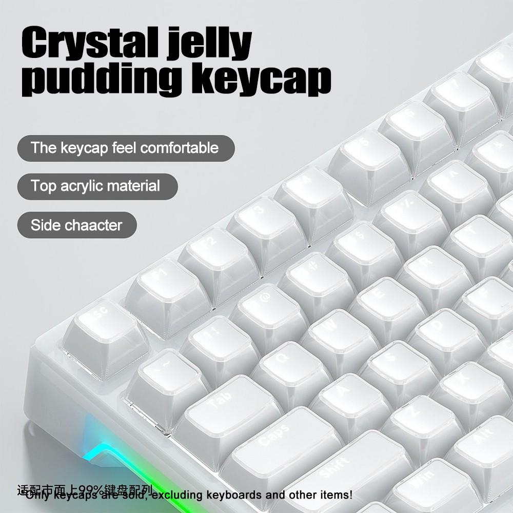 Aula Ice Crystal Jelly Keycaps, Acrylic Material, Side Characters, Translucent, Ergonomic Height Variations, Fits Multiple Keyboard Layouts