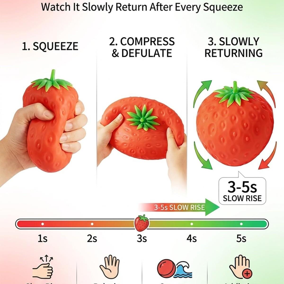 2PCS Cute Strawberry Squeeze Toys, Dragon Fruit Squishy, Strawberry Squishy, Rebounding Sensory, Upgrade Fruit Squishies, Realistic Strawberry Stress Ball, Stress Relief for Office Workers、Anxiety Relief、Focus Improvement、Desktop Decoration