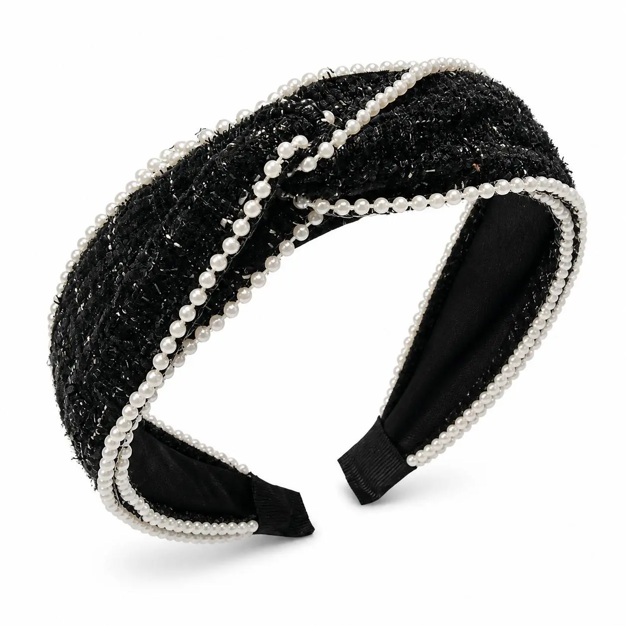 Cozy Plush Pearl Wide Headband For Women Elegant Korean Style Hair Accessory For Outings Cute Winter Fall Hair Press In Black Brown Beige Everyday Essential