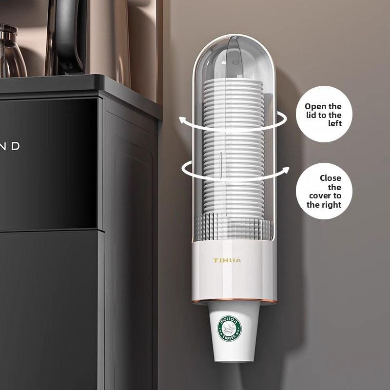 Double Color Plastic Cup with Transparent Lid, Space Saving Stackable Design, Durable Disposable Water Cup, Bathroom Kitchen Office Accessories, Plastic Clear Cups