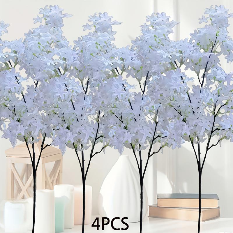 4 37.4-inch tall large artificial red maple decorations - durable plastic materials, elegant pure white flowers, UV weather-resistant design, Lifelike Artificial Flower