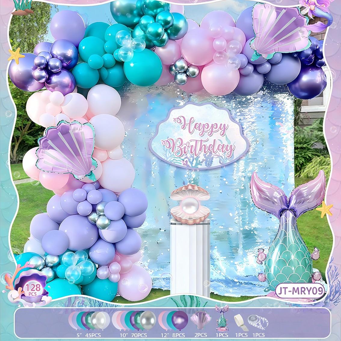 Mermaid Theme Balloon Set, Mermaid Tail Latex Balloons, Birthday Party Decorations, Ocean Style Party Props, Fun and Colorful Design