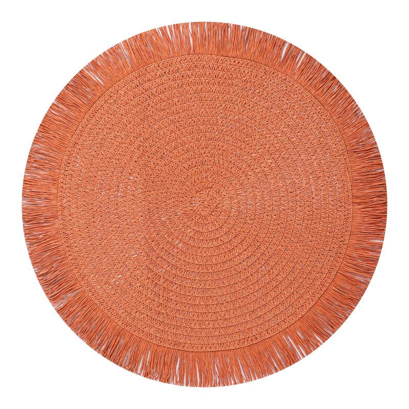15 Inch Round Paper Braided Fringe Placemats Set, Heat Resistant Table Mats, Hotel Restaurant Decor, Non-Slip Dining Pad, Family Party Use 15 Inch Round Paper Braided Fringe Placemats Set, Heat Resistant Table Mats, Hotel Restaurant Decor, Non-Slip Dining Pad, Family Party Use