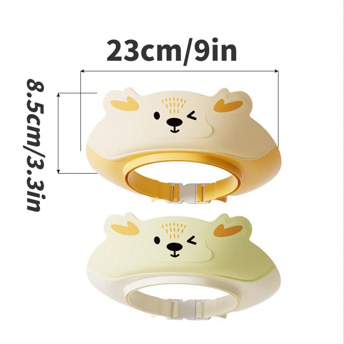 Cartoon Shower Cap/baby Bath Hat, Dual-Layer Portable Detachable Foldable, Wide Brim, Ear Protection, Adjustable Head Size, Three-Way Waterproof