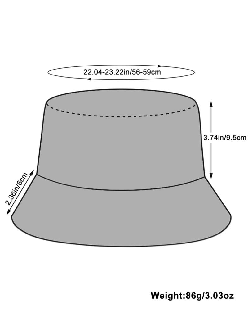 Minimalist Letter Patch Decor PU Leather Bucket Hat, Outdoor Sun Protection Fisherman Hat, Summer Beach Hat For Men & Women