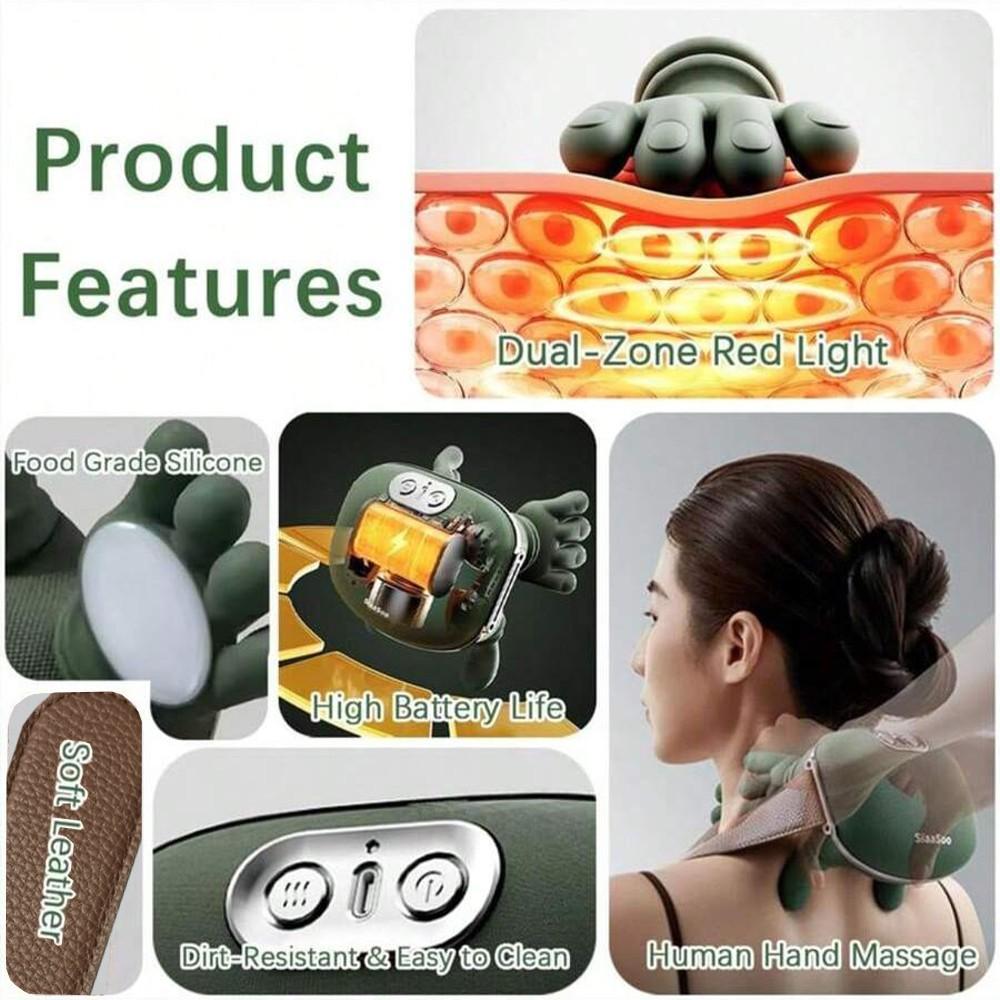 Bionic Heating Massager, Electric Acupressure Master for Shoulders and Neck Wireless Portable Design, Electric Deep-Tissue 3D Kneading Massage Pillow Featuring 3-Speed Adjustment Perfect Halloween or Christmas Gift for Loved Ones, Friends and Elders
