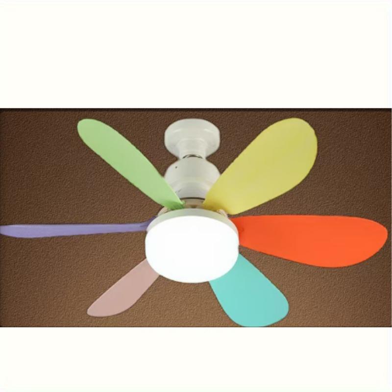 Portable Small Ceiling Fan Lamp with Remote Control, Adjustable Light Bulb, Suitable for Bedroom Kitchen Living Room, 20 Inch Screw Type