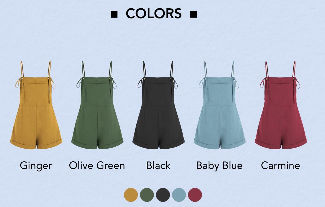 Cider [10 colors, size 0-26] Knotted Pocket Wide Leg Romper, High Stretch One-piece Casual Romper for Daily Wear
