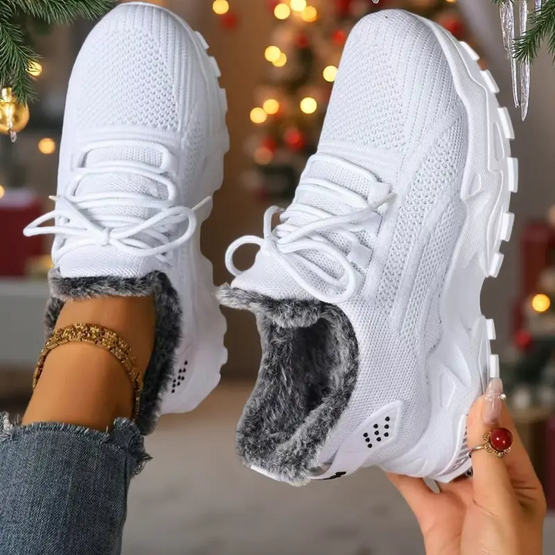Women's Large Size Winter Warm Fleece Boots, Casual Snow Boot Lining, Comfortable Winter Shoes, Affordable Women's Insulated Boots Footwear, Fluffy Snow Boots, Casual Ankle Boots, Warm Fashion Boots