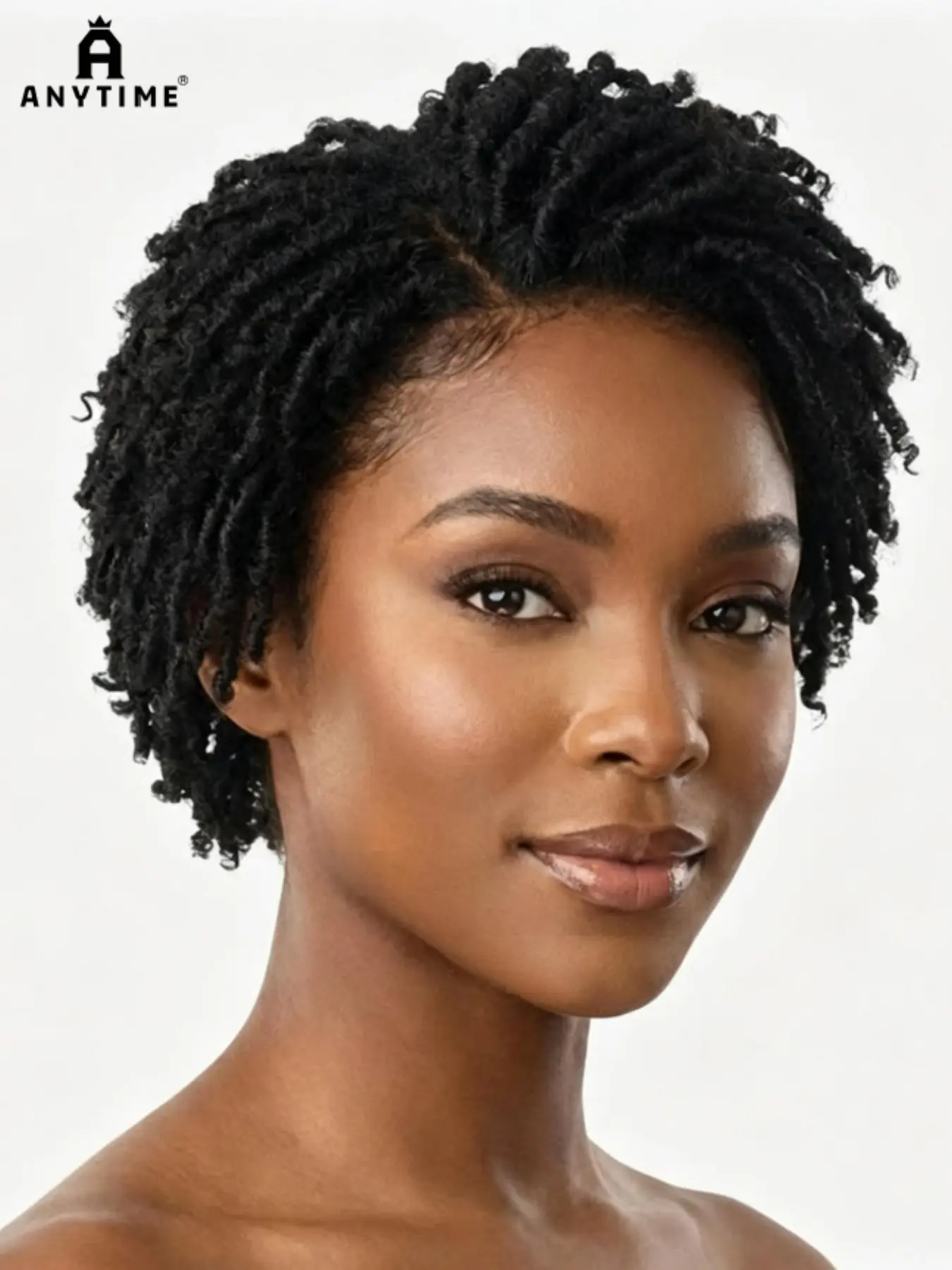Anytime 250% Short Screw Curly Wig, Twist Dreadlock Human Hair Wigs, 13x4 Transparent Lace Frontal, Natural Hairline, Human Hair Lace Front Wig