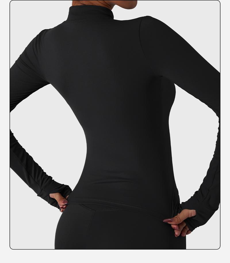 Women's Lightweight Full Zip Running Sports Jacket Workout Slim Yoga Sweatshirt with Thumbholes Athleisure Style