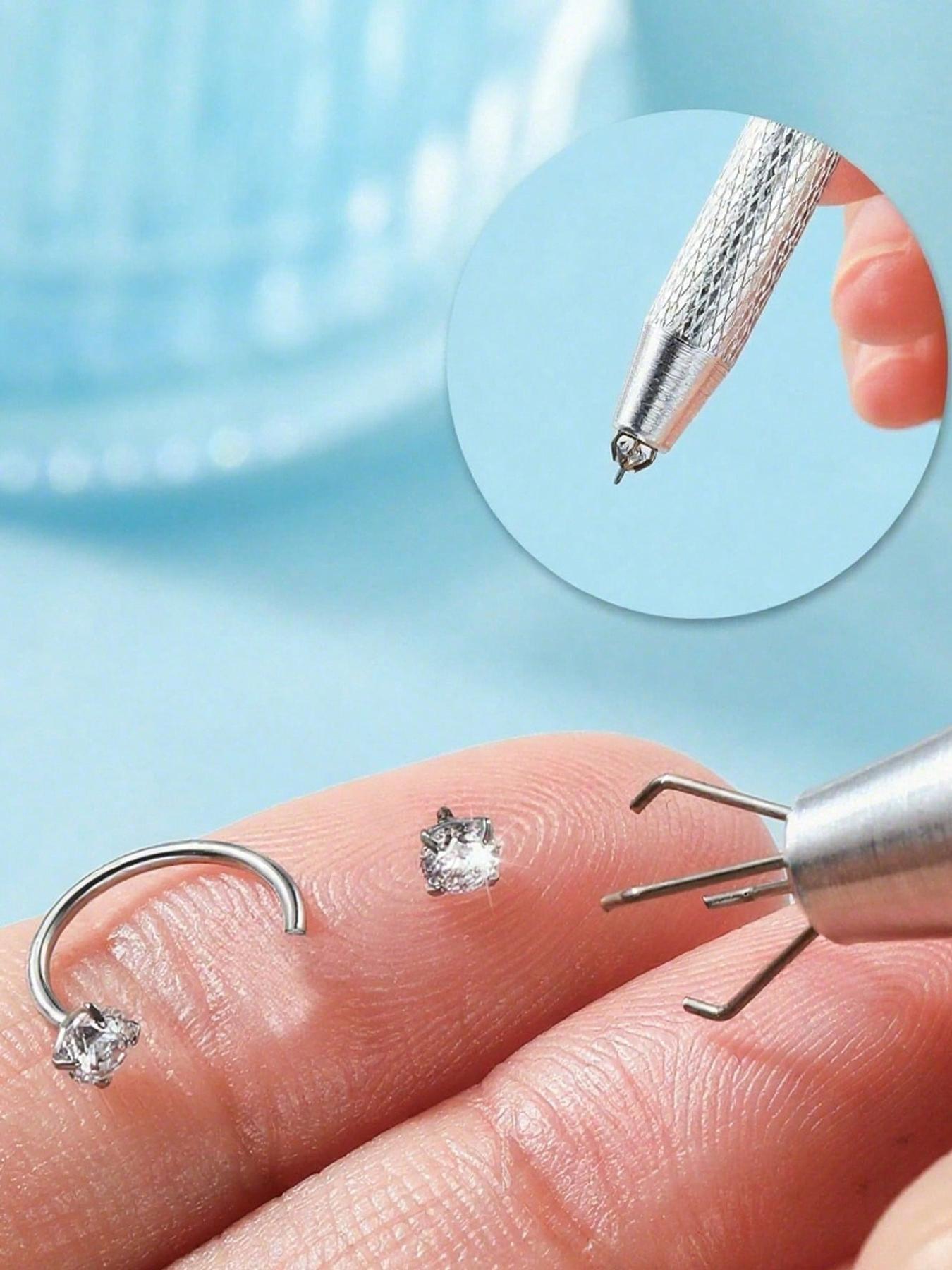 Cz Stainless Steel Nose Ring, Heart Design, 8mm Inner Threaded Hoop, Suitable for Cartilage, Tragus, Lobe, Lip Piercing Jewelry, Body Jewelry