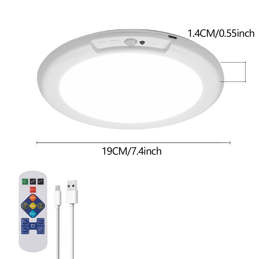 2-Piece Rechargeable Ceiling Lights, LED Three-Tone Dimmable, Wireless Installation, Remote Control, Ideal for Hallway, Closet, Office