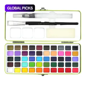 Portable 50 Color Watercolor Paint Set, Travel Watercolor Set Brushes And Other Tools For Painting, Art Supplies For Artists, Artist Bundle, Amateur Hobbyists #GLOBAL PICKS