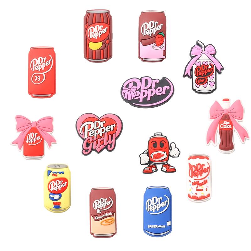 13-Piece Dr Pepper Drinks Series Shoe Accessories Set, Shoe Charms For Clogs Shoe Decoration Premium Quality Popular Shoe Accessories for Great Gift