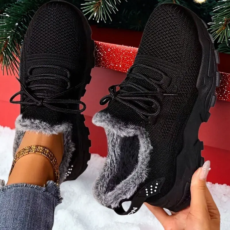 Women's Plus Size Warm Fleece Lined Boots, Casual Snow Boots for Fall & Winter, Comfortable Outdoor & Indoor Wear, Snow Winter Footwear