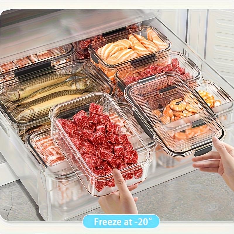 12pcs Stackable Refrigerator, Freezer Storage Containers with Sealing Lids - Transparency PET, Reusable & Durable for Fruits, Vegetables, Meats - Ideal for Kitchen, Cabinet & Fridge Organization, Refrigerator Accessories