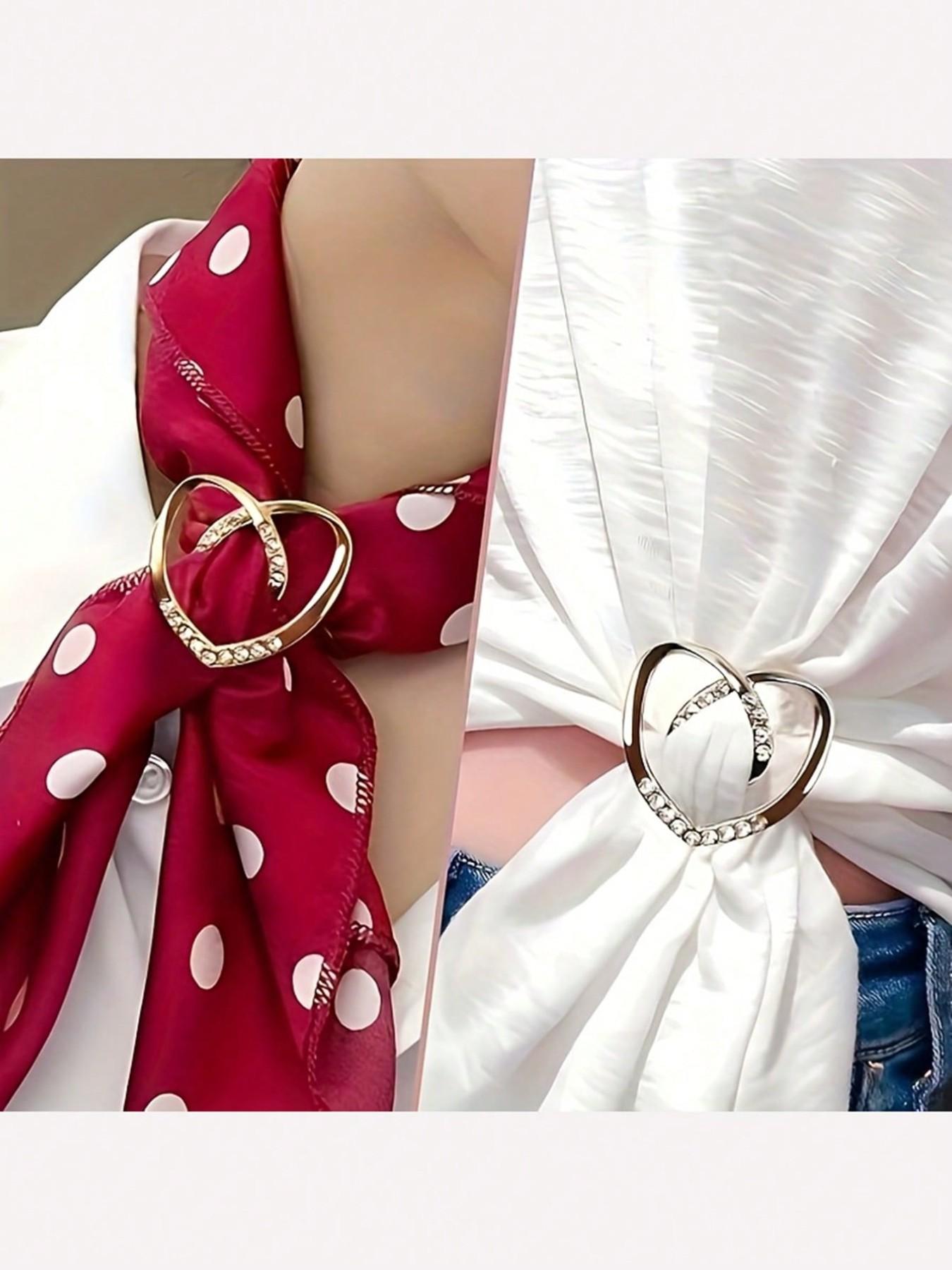 6-Piece Artificial Pearl Hollow Heart Jacket Sweater Badge Fashion Accessories, Silk Scarf Ring T-Shirt Clip, DIY Jewelry Set